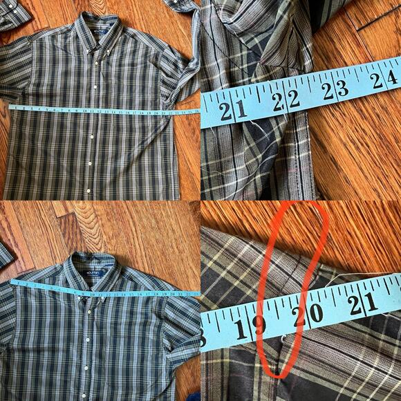 Puritan Green Plaid Button Down Shirt Men Size M Wrinkle Resistant Long Sleeve - Picture 10 of 16